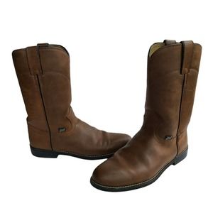Justin Leather Work Boots Temple Brown Size Men's 8.5B